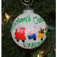 Personalisierte Weihnachtszug-Verzierung Handgemaltes Andenken Personalisierte Weihnachtszug-Verzierung Handgemaltes Andenken von FlutterbyConnections