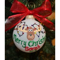 Weihnachten Elch Ornament, Mit Weihnachtslichter Personalisierte Und Auf Bestellung Gemachte Weihnachtsgeschenk von FlutterbyConnections