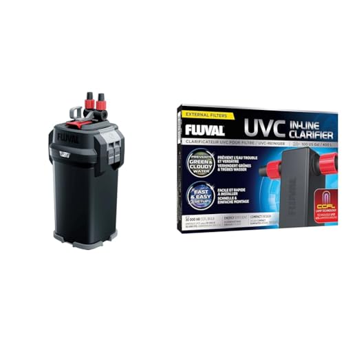 Fluval 207 Außenfilter für Aquarien, von 60 bis 220l, 780 l/h, 10W & UVC-Klärer, für Aquarien, UVC Klärer mit CCFL-Lamp Technologie, 447 g (1er Pack) von Fluval