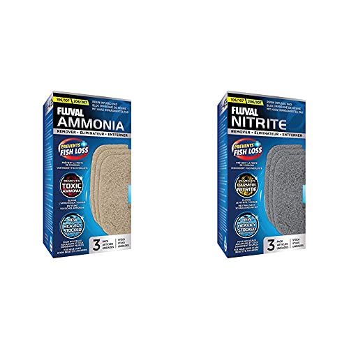 Fluval Ammoniak Entferner Pads, Außenfilter 107 und 207, 3er Pack & Nitrit Entferner Pads, Außenfilter 107 und 207, 3er Pack von Fluval