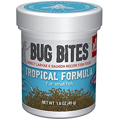 Fluval Bug Bites Fischfutter, mit Insektenlarven, fuer tropische Fische, langsam sinkendes Mikro Granulat 0,7-1mm, 45g von Fluval