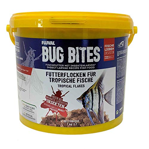 Fluval Bug Bites Fischfutter Flocken, mit Insektenlaven, für tropische Fische, 1,7kg von Fluval