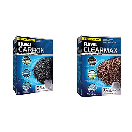 Fluval Clearmax Phosphatentferner, Premium-Harz zur Entfernung von Phosphat, Nitrit und Nitrat, 3 x 100g & Aktivkohle Filtereinsatz, für Süß- und Meerwasseraquarien geeignet, 3 x 100g von Fluval