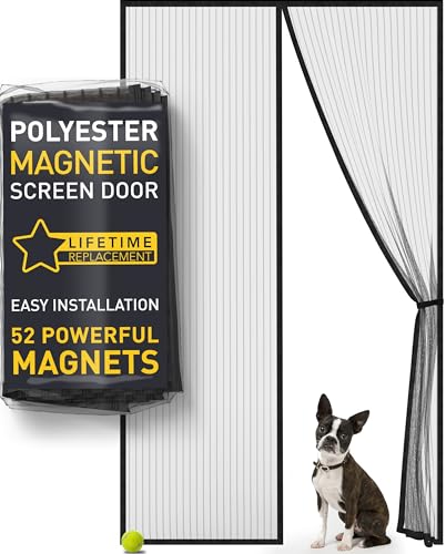 Magnetisches Fliegengitter für Türen – Feinmaschiges, Durchsichtiges Netz, 52 Magnete, 2 Einfache Montagesets für Zwei-Jahreszeiten-Nutzung, Kratzfest für Haustiere & Insektendicht, 120x220 cm von Flux Phenom