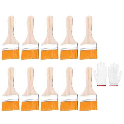 10pcs Pinsel Pinsel Set Trim Painting Werkzeuge Weicher Borstenholzgriff Mit Handschuhen Für Wandschränke Zaun Und Wiederverwendbare Reinigungsbürsten von Fluxioxtna