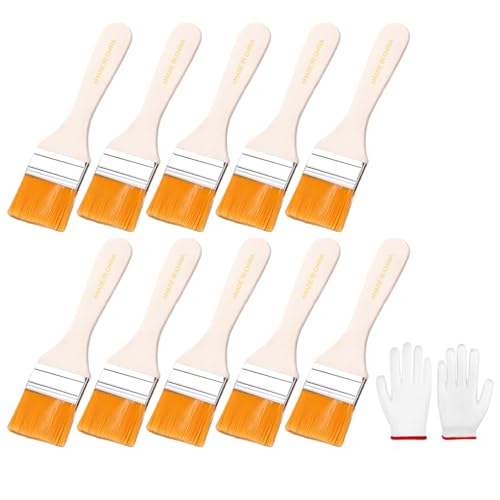 10pcs Pinsel Pinsel Set Trim Painting Werkzeuge Weicher Borstenholzgriff Mit Handschuhen Für Wandschränke Zaun Und Wiederverwendbare Reinigungsbürsten von Fluxioxtna