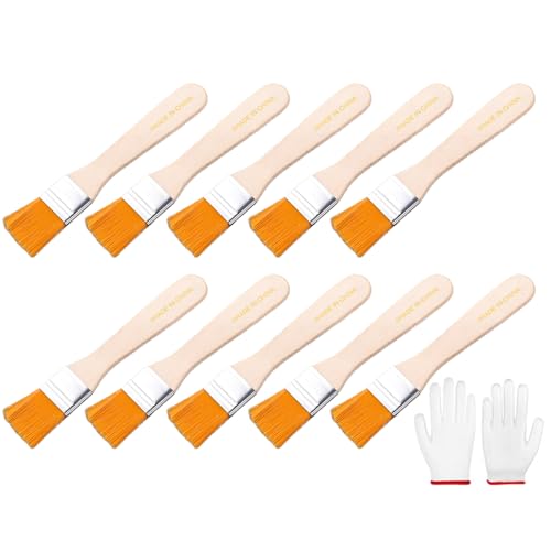 10pcs Pinsel Pinsel Set Trim Painting Werkzeuge Weicher Borstenholzgriff Mit Handschuhen Für Wandschränke Zaun Und Wiederverwendbare Reinigungsbürsten von Fluxioxtna