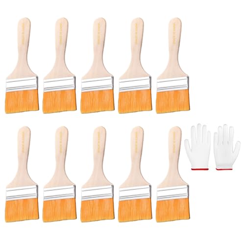 10pcs Pinsel Pinsel Set Trim Painting Werkzeuge Weicher Borstenholzgriff Mit Handschuhen Für Wandschränke Zaun Und Wiederverwendbare Reinigungsbürsten von Fluxioxtna