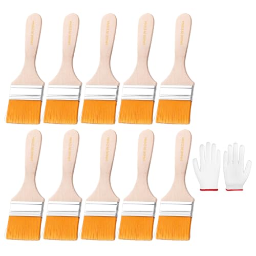 10pcs Pinsel Pinsel Set Trim Painting Werkzeuge Weicher Borstenholzgriff Mit Handschuhen Für Wandschränke Zaun Und Wiederverwendbare Reinigungsbürsten von Fluxioxtna