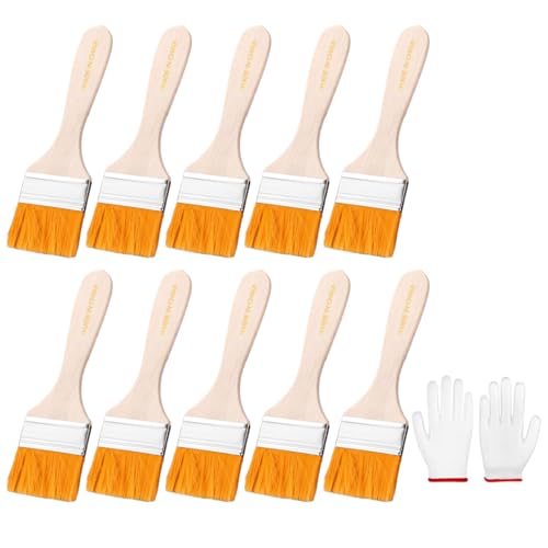 10pcs Pinsel Pinsel Set Trim Painting Werkzeuge Weicher Borstenholzgriff Mit Handschuhen Für Wandschränke Zaun Und Wiederverwendbare Reinigungsbürsten von Fluxioxtna