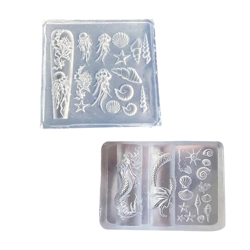 2 Stücke Silikonnägel Kunstform Für Harzfahrzeuge Mit Muscheln Seesterne Jellyfish Seetwed Turtles Designs Handwerk Silikonform 2 Stücke Silikonnägel Kunstform Für Harzfahrzeuge Mit Muscheln Seesterne Jellyfish Seetwed Turtles Designs Handwerk Silikonform von Fluxioxtna