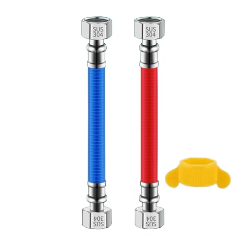 2pcs Edelstahl Wasser Einlassrohr Rohrflexibler Warmwasserbereiter Mit Heißer Und Kaltcodierender Wasserenthärterversorgung von Fluxioxtna