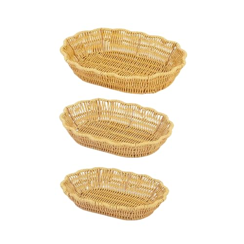 3pcs Dekorative Nachahmung Rattan Tablett Esstisch Brotkorb Snacks Lagerbehälter Für Wohnzimmer Oder Bürogebrauch von Fluxioxtna