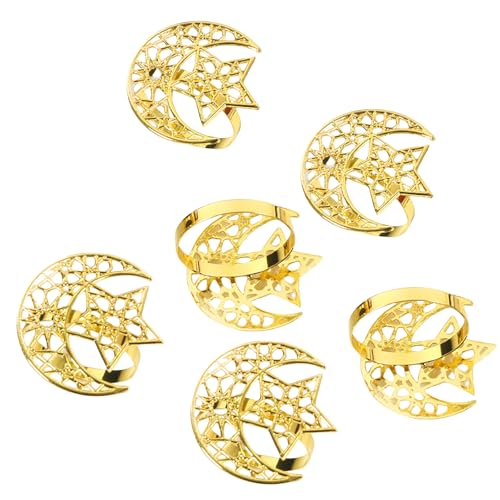 6pcs Gold Gehörete Mond Und Stern Für Ramadans Servietten Schnallen Eid Feierlichkeiten Party Tischdekoration von Fluxioxtna