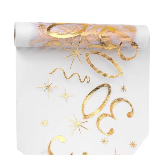 Fluxioxtna 28cm X10m Party Table Runner Tischdecke Für Meilensteine ​​Geburtstage Jubiläum Feier Und Event Erwachsene Dekors Gold Table Runner Geburtstagsfeier von Fluxioxtna