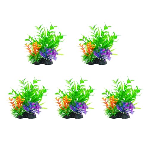 Fluxioxtna 5pcs Fishtanks Dekore Künstliche Grüne Pflanze Mit Basis Natürlicher Aussehen Wassergras Für Heimbüro Aquarien Ornament Unterwasserpflanze Dekoration von Fluxioxtna