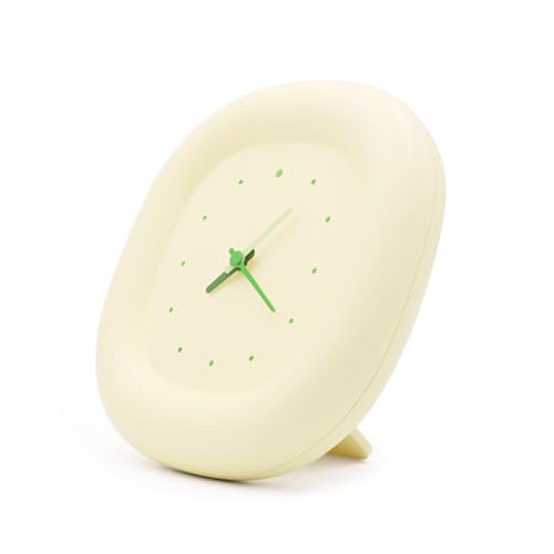 Fluxioxtna Geräuschlose Blasenform Schreibtisch Uhr Abs Cremige Gelbe Moderne Wandbatterie Betrieben Home Office Desktop Dekoration Abs Schreibtisch von Fluxioxtna