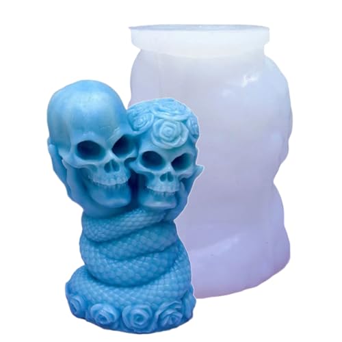 Fluxioxtna Schädel Rose Schlange Silikon Wachs Lichtform Für Epoxidharzseife Schokolade Halloween Wohnkultur Halloween Craft Silicon Formen von Fluxioxtna