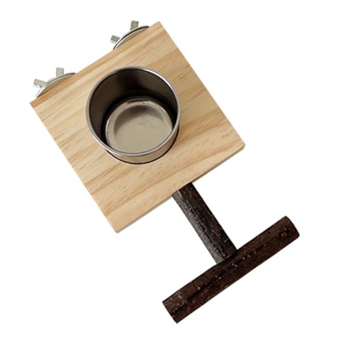 Holzvogel Stehbar Birdcage Feeder Schüssel Papageien Käfig Unterhaltungs Papageien Stand Barsch Futter Wasser Fütterungsschale Hausvogelfutterhäusch von Fluxioxtna