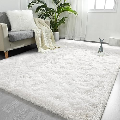 FlyDOIT Große Teppiche für Wohnzimmer, 1,2 x 1,8 m, elfenbeinfarben, zotteliger Teppich, flauschiger Überwurf, Teppiche, ultraweicher Plüsch, modern, für den Innenbereich, flauschige Teppiche für von FlyDOIT