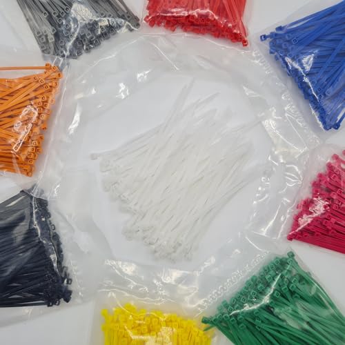 100 Stück Kabelbinder Schwarz, Kabelbinder UV Beständig, Nylon Verschiedene Größen Super Haltbar Selbsthemmend Cable Ties (Weiß, 100 Stück x 100mm) von FlyEx