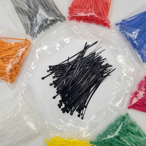 1000 Stück Kabelbinder Schwarz, 2,5mm Kabelbinder UV Beständig, Nylon Verschiedene Größen Super Haltbar Selbsthemmend Cable Ties (Schwarz, 1000 Stück x 200mm) von FlyEx