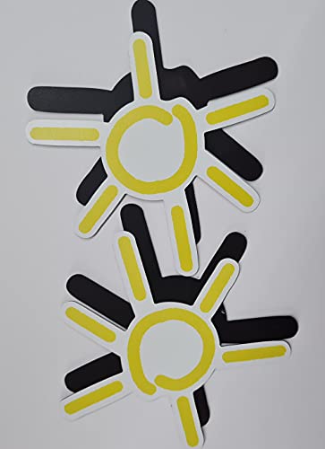 FlyEx Grömitzer Sonne Magnete anstatt Aufkleber Sticker für Fliegengitter Insektenschutz Reparatur-Set Vogelschlag Netze Türen Fenster Schiebetüren Spannrahmen (2X Sonne) von FlyEx