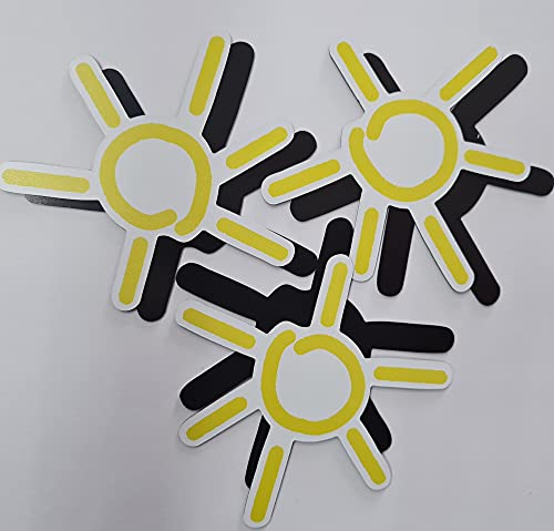 FlyEx Grömitzer Sonne Magnete anstatt Aufkleber Sticker für Fliegengitter Insektenschutz Reparatur-Set Vogelschlag Netze Türen Fenster Schiebetüren Spannrahmen (3X Sonne) von FlyEx