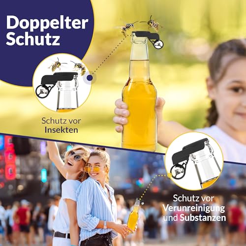 Vollautomatischer Flaschenverschluss Wespenschutz für Kronkorken Schraubverschlüsse Abdeckung Glasflaschen PET Flaschen Bier Cola Wasser (5x schwarz) 5x Schwarz von FlyEx