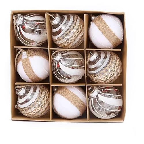 9er Set edle XXL Weihnachtskugeln Ø 8cm Champagner-Farbe Weihnachtsbaum Kugeln Christbaumkugeln Weihnachts-Deko Christbaum-Schmuck (Variante 2) von FlYHIGH