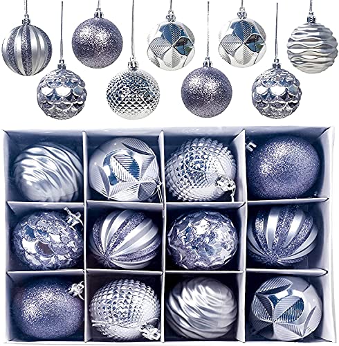 FlyHigh 12er Set edle Weihnachtskugeln Ø 6cm Weihnachtsbaum Kugeln Christbaumkugeln Weihnachts-Deko Christbaum-Schmuck (Silber) von FlYHIGH