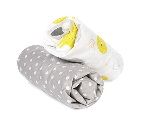 FlyIdeas 2-teiliges Spannbettlaken-Set für Babybett 140x70 cm – 100% Baumwolle, Weich & Hypoallergen – Perfekte Passform für Kinderbett & Reisebett von FlyIdeas