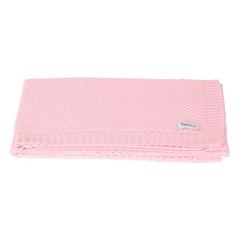 FlyIdeas Babydecke aus 100% Baumwolle Premium Strickdecke 90x70 cm | Samt Weich & Atmungsaktiv - Ideal als Kinderwagendecke, Puckdecke, Schmusedecke, Rosa von FlyIdeas