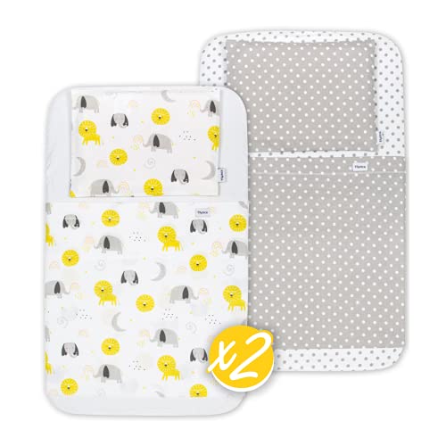 FlyIdeas Next 2 me Spannbettlaken Beistellbett Baby 83x50 cm, 8 STK - Komplett-Set mit wasserdichte Matratzenschoner für Baby Beistellbetten Next to me und Matratzen 50x83 und ähnlich, 100% Baumwolle von FlyIdeas