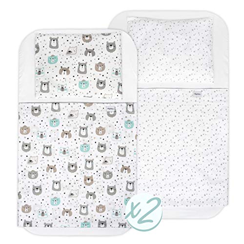 FlyIdeas Next 2 me Spannbettlaken Beistellbett Baby 83x50 cm, 8 STK - Komplett-Set mit wasserdichte Matratzenschoner für Baby Beistellbetten Next to me und Matratzen 50x83 und ähnlich, 100% Baumwolle von FlyIdeas