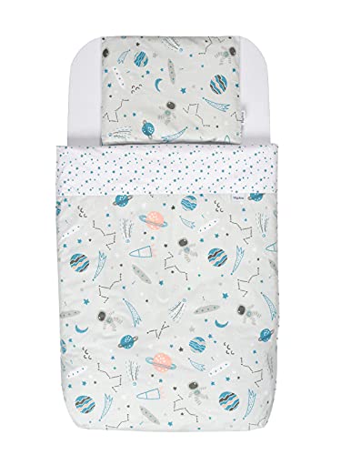 FlyIdeas Next to Me Spannbettlaken 3-TLG. Komplettset mit Bettbezug 83x50 cm | Kompatibel mit Nachttisch Chicco Next2Me Tutti Bambini Cozee Babylo Cozi 100% Reine Zertif. Baumwolle von FlyIdeas