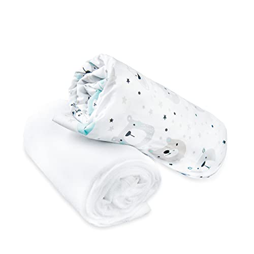 FlyIdeas 2-teiliges Bettwäsche-Set für Kinderbett 80x160 cm – 1 Spannbettlaken aus 100% Baumwolle & 1 Wasserdichter Matratzenschoner – Atmungsaktiv & Hypoallergen von FlyIdeas