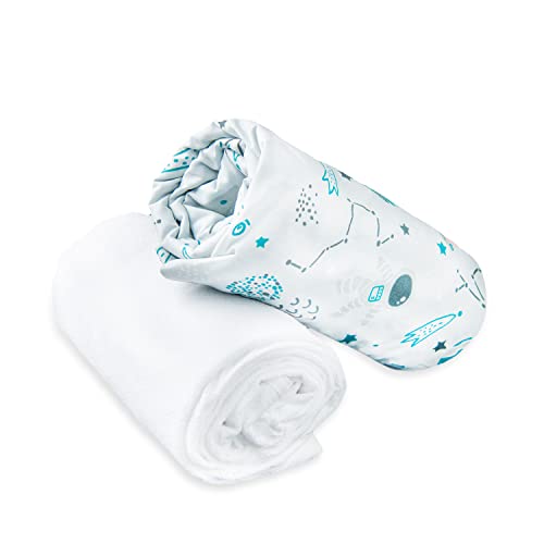 FlyIdeas 2-teiliges Bettwäsche-Set für Kinderbett 80x160 cm – 1 Spannbettlaken aus 100% Baumwolle & 1 Wasserdichter Matratzenschoner – Atmungsaktiv & Hypoallergen von FlyIdeas