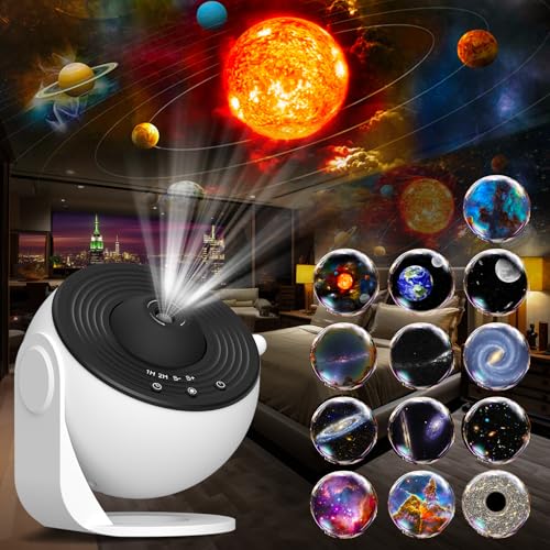 FlyLily Sternenhimmel Projektor, Upgrade 13 in 1 Planetarium Projektor Lampe Sternenhimmel für Schlafzimmer Kinder Erwachsene, Mond/Nebel/Himmels Galaxie Projektor, Starry Nachtlicht Projektor von FlyLily