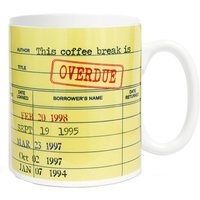 This Coffee Break Is Overdue - 11-Unzen-Keramikbecher Kaffee & Tee Vintage Bibliotheksausweis Lesegeschenk Bibliothekar Geschenk Bücherwurm von FlyPaperProducts
