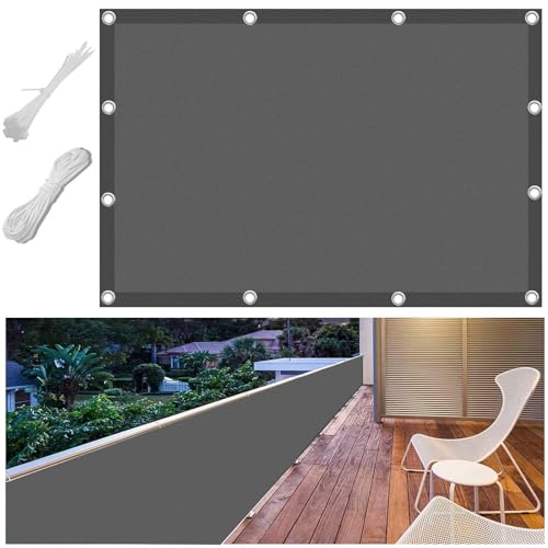 Balkonabdeckung 100x1200cm Multi Farbe und Größe Balkonumspannung Zaunschutz für Balkon Terrasse Balkonumspannungen Polyester Blickdichte Wasserfest Windfest mit Seil Kabelbindern und Ösen von FlySoul