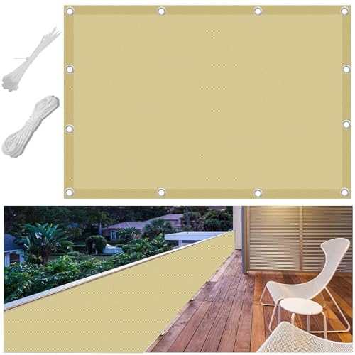 Balkonabdeckung 40x300cm Multi Farbe und Größe Balkonumspannung Zaunschutz für Balkon Terrasse Balkonumspannungen Polyester Blickdichte Wasserfest Windfest mit Seil Kabelbindern und Ösen von FlySoul