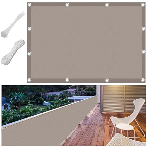 Balkonabdeckung 95x750cm Multi Farbe und Größe Balkonumspannung Zaunschutz für Balkon Terrasse Balkonumspannungen Polyester Blickdichte Wasserfest Windfest mit Seil Kabelbindern und Ösen von FlySoul