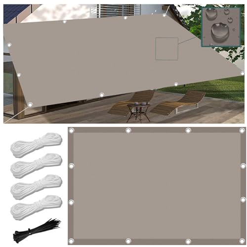 Sonnensegel Balkon Ohne Bohren 4x6M Segeltuch Meterware, Seitenschutz Balkon Ohne Bohren inkl Befestigungsseile, UV-Schutz, Wetterfest für Garten Terrasse von FlySoul