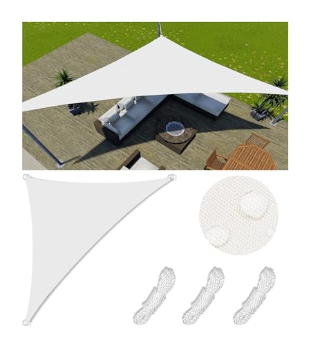 Sonnensegel Wasserdicht Dreieckig Viele Farbe Größe Balkon Sonnenschutz 98% UV Schutz Segeltuch Sonnensegel Markise Reißfest Wetterfest mit D-Ring und Kordel für Balkon Terrasse Garten 8.4x8.4x11.9M von FlySoul