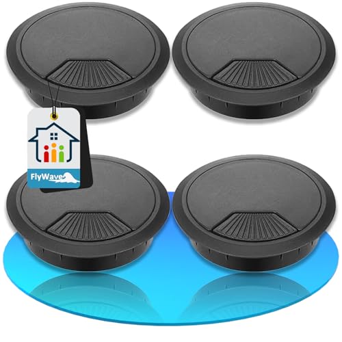 FlyWave Kabeldurchführung Schreibtisch Set, 60mm Tisch Kabeldurchführung, Kabeldurchlass Schwarz, Tischdurchführung für Büro & Arbeitsplatten, Kabel Durchführungen & Kabeldurchlass Schreibtisch von FlyWave