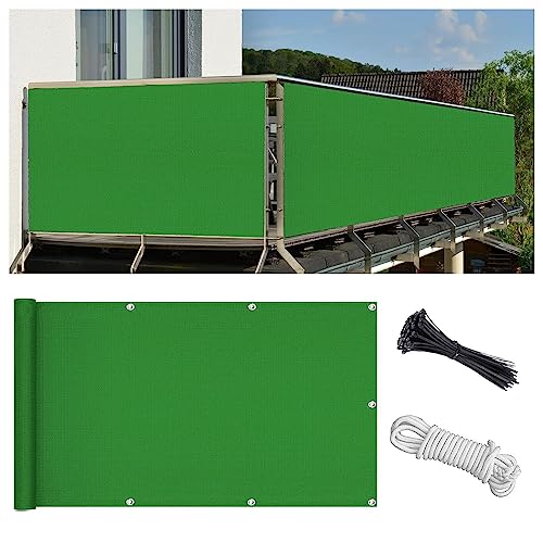 Flyace Balkonschutz Balkonabdeckung 50x300cm (20 Farbe 300 Größe) Blickdichte Balkonumspannungen Sonnenschutz Wind&UV Schutz Wasserdicht Balkonumrandung mit Ösen und Kordel von Flyace