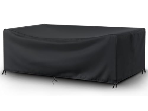 Flyace Gartenmöbel Abdeckung Wasserdicht Multi Größe Abdeckplane Gartenmöbel Winterfest 600D Rechteckig Gartentisch Schutzhülle Gartenmöbel Winddicht Anti-UV Abdeckhauben für Möbelsets 250x125x90cm von Flyace