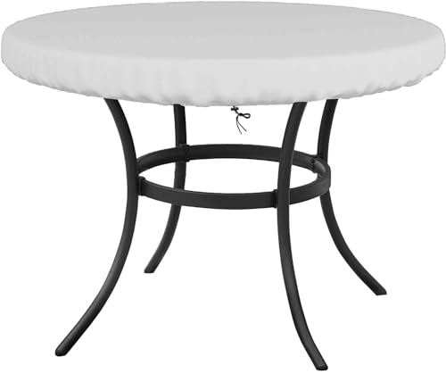Flyace Tischplattenhülle Rund Gartenmöbel Gartentisch Hülle Tischplatte Schutzhülle Gartenmöbel Winterfest Abdeckung Tischplatte Outdoor Wasserdicht Abdeckhaube 250x10cm von Flyace