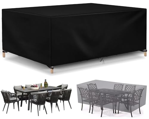 Gartenmöbel Abdeckung Nach Maß Wasserdicht Outdoor Tischabdeckung Winterfest Abdeckplane Gartenmöbel Oxford Tisch Abdeckhaube Schutzhülle für Gartentisch Sitzgruppe Rechteckig von Flyace